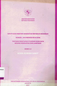 Image of Keputusan menteri kesehatan republik indonesia tentang penetapan standar kode data bidang kesehatan dan lampiran