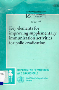 Image of Key Elements for Improving Supplementary Immunization activities for polio eradication